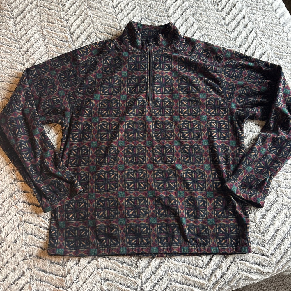 Men/womens LL Bean retro Long Sleeve Quarter-Zip lightweight fleece, size medium